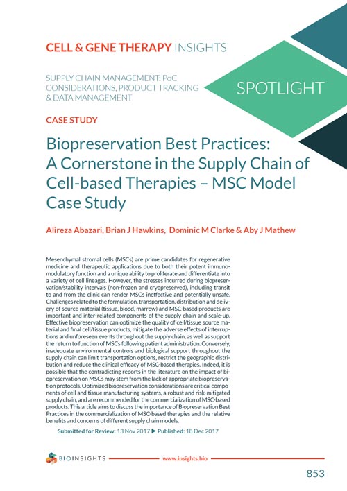 Cell & Gene Therapy Insights - January 2018