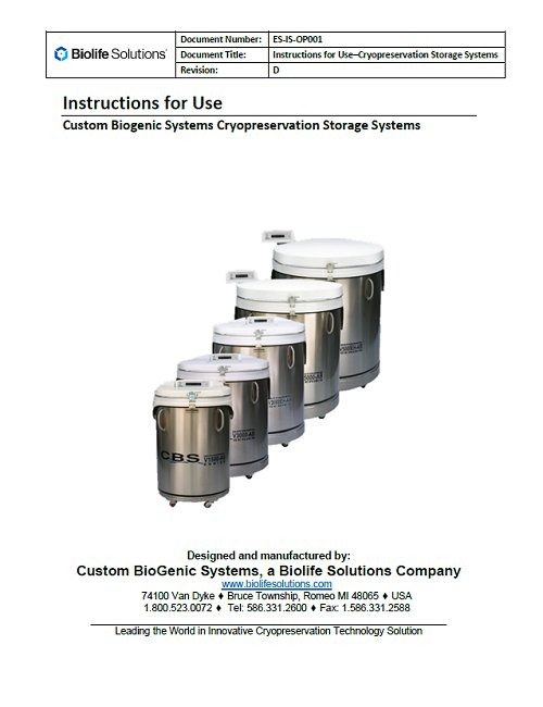 CBS INSTRUCTIONS FOR USE