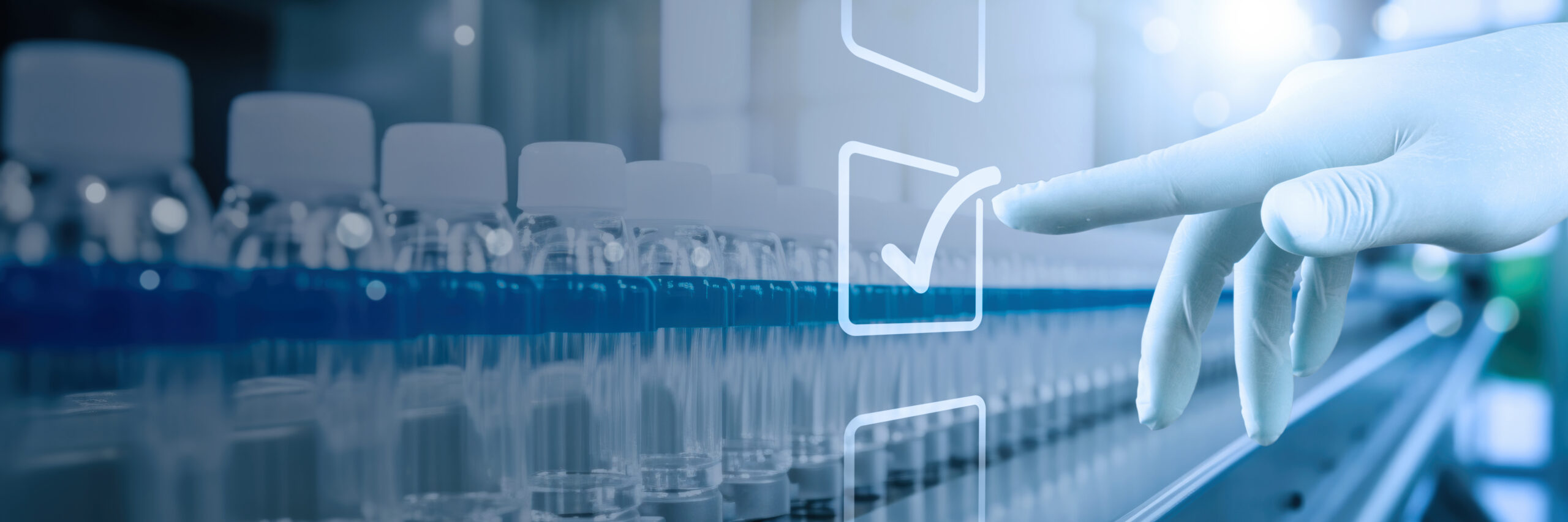 Gloved hand checks box on regulatory approval